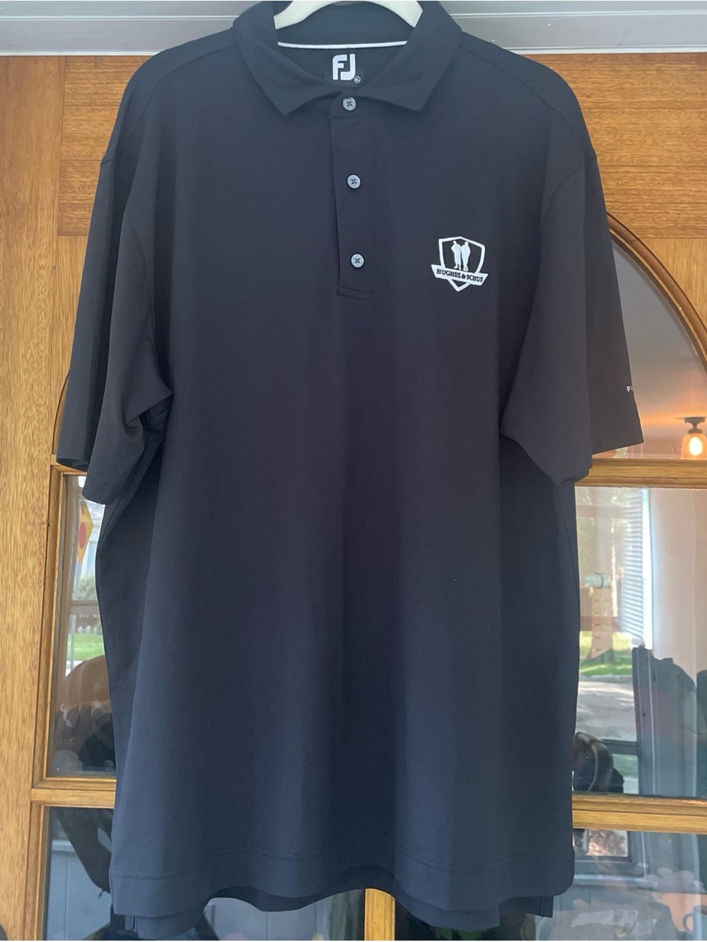 Footjoy Men’s Black Golf Polo Hughes & Schus Logo Size XL